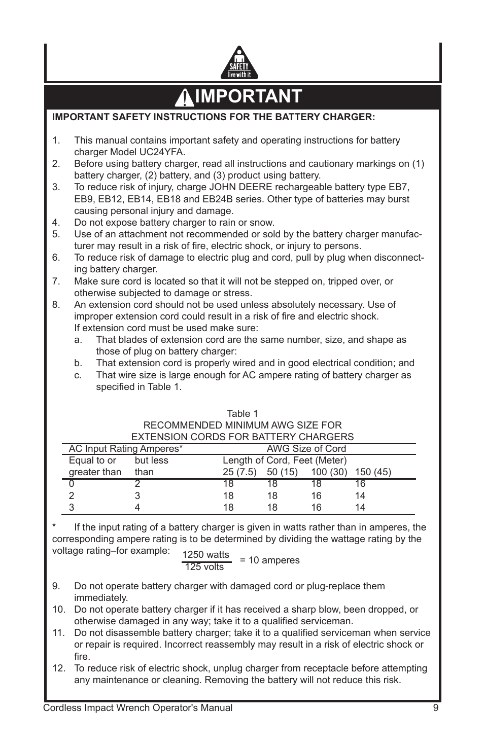 Important | John Deere ET-3103-J User Manual | Page 9 / 76