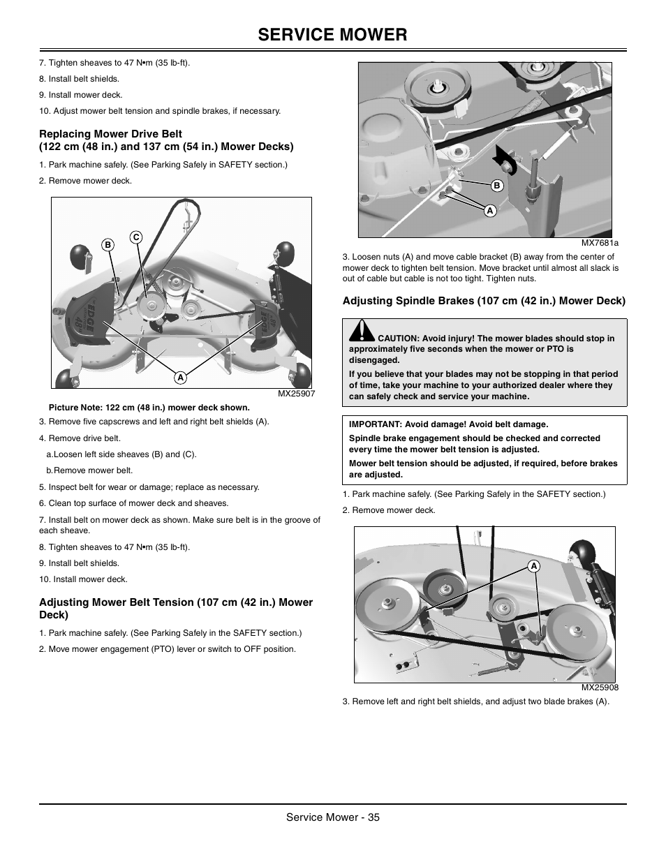 Service mower | John Deere Tractor 100 Series OMG X23532 J0 User Manual | Page 36 / 56