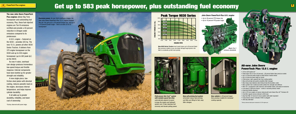 Peak torque 9030 series, All-new john deere powertech plus 13.5 l engine | John Deere 9030 Series User Manual | Page 3 / 17