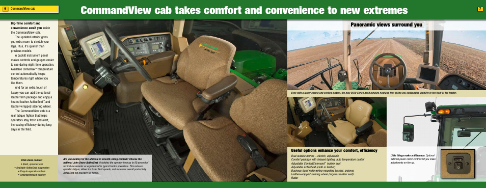 Panoramic views surround you, Useful options enhance your comfort, efficiency | John Deere 9030 Series User Manual | Page 4 / 17
