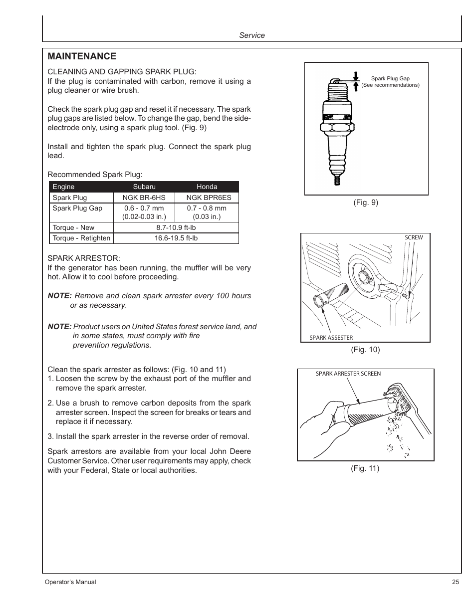 Maintenance | John Deere AC-G3010H User Manual | Page 25 / 98