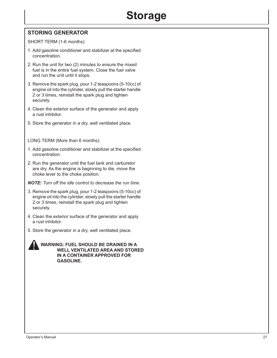 Storage | John Deere AC-G3010H User Manual | Page 27 / 98