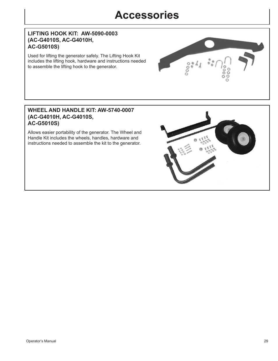 Accessories | John Deere AC-G3010H User Manual | Page 29 / 98