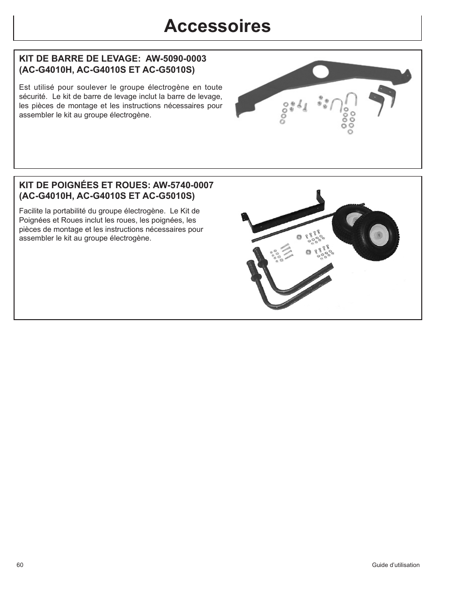 Accessoires | John Deere AC-G3010H User Manual | Page 60 / 98