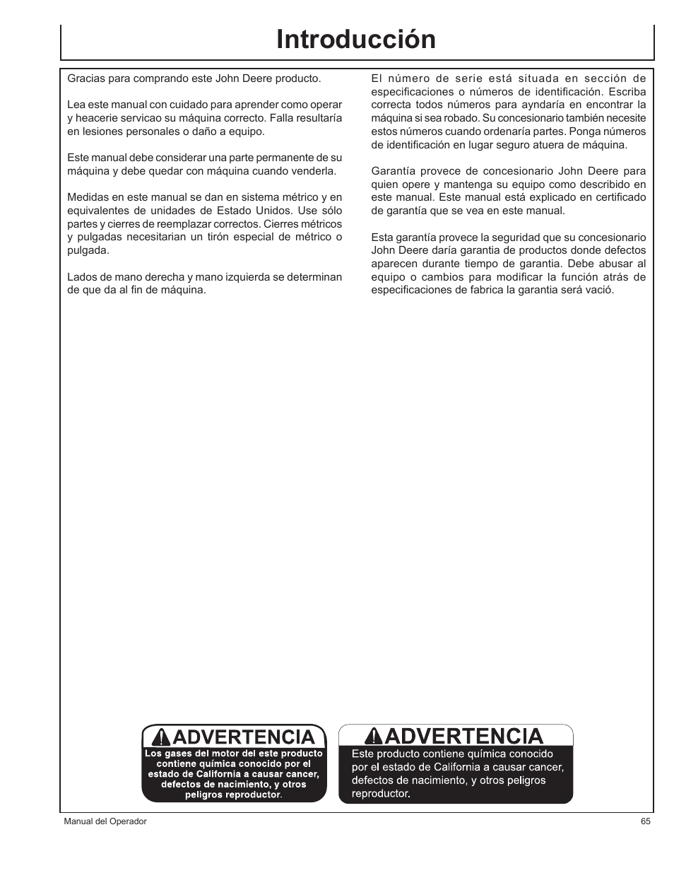 Introducción | John Deere AC-G3010H User Manual | Page 65 / 98