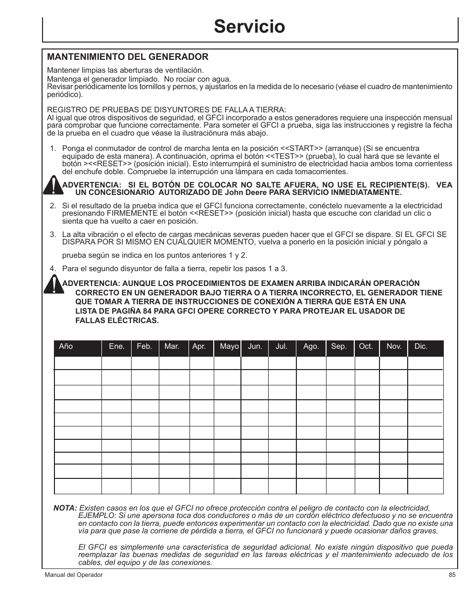 Servicio | John Deere AC-G3010H User Manual | Page 85 / 98