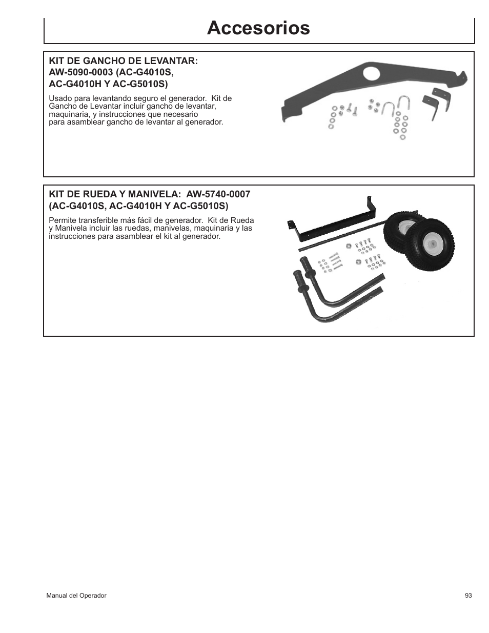 Accesorios | John Deere AC-G3010H User Manual | Page 93 / 98
