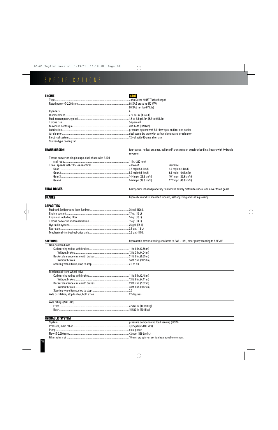 John Deere 410E User Manual | 5 pages