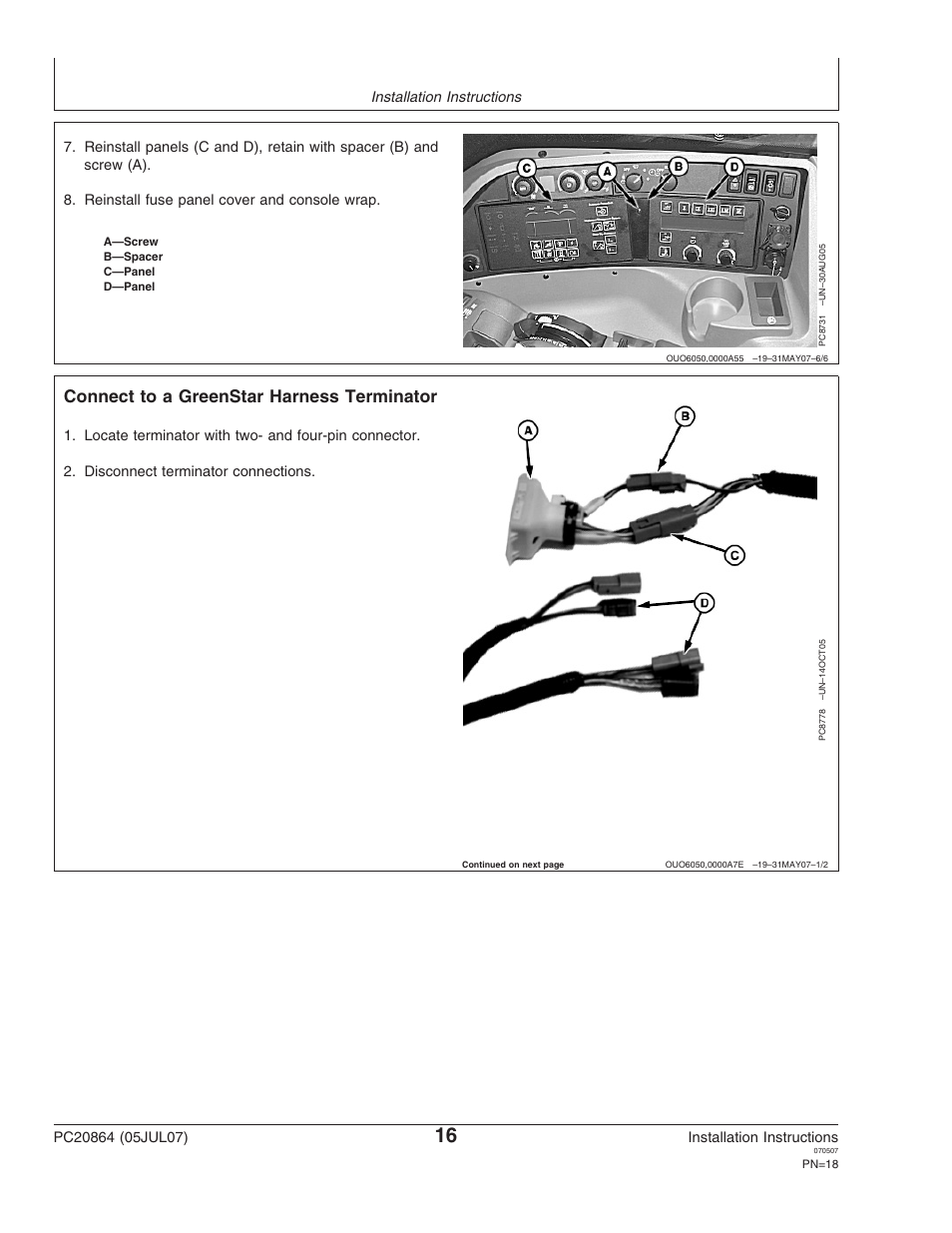 Connect to a greenstar harness terminator | John Deere PC20864 User Manual | Page 18 / 24