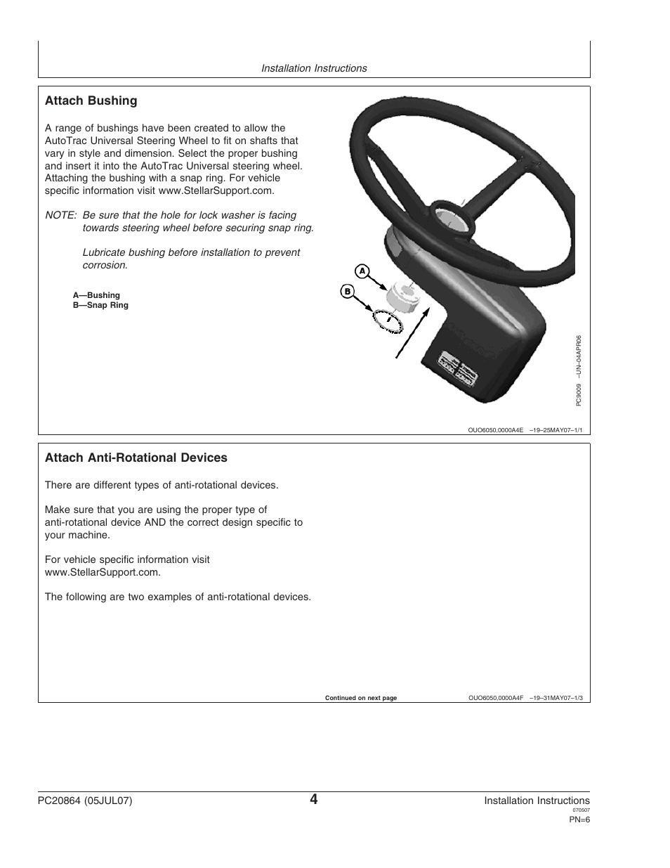 Attach bushing, Attach anti-rotational devices | John Deere PC20864 User Manual | Page 6 / 24