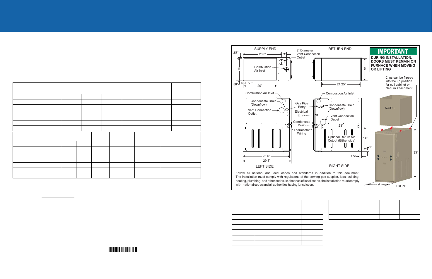 Johnson Controls TM9V120D20MP11 User Manual | 2 pages