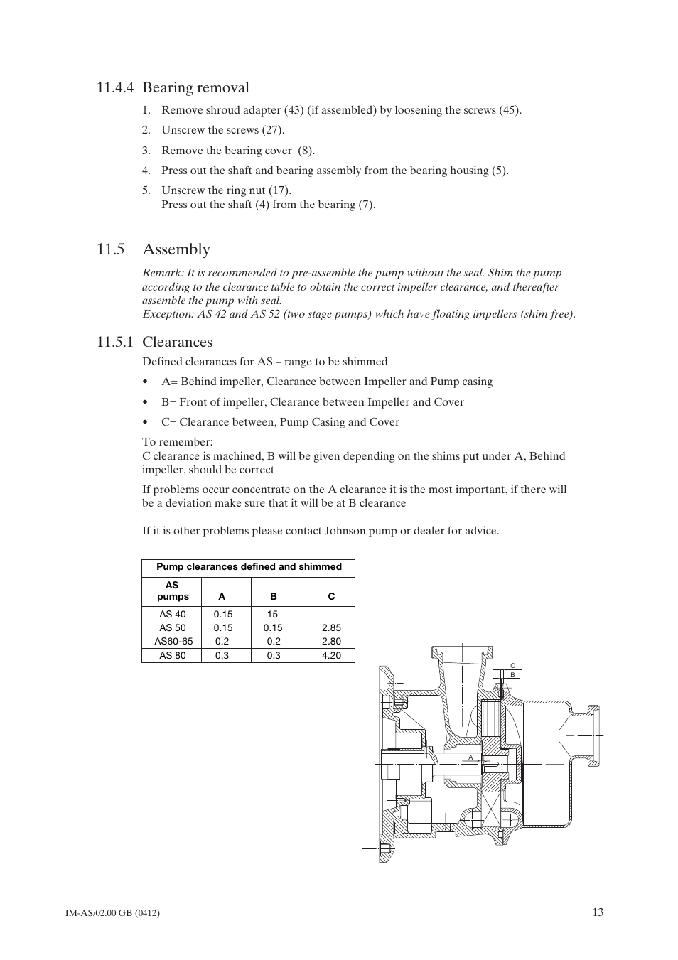4 bearing removal, 5 assembly, 1 clearances | Assembly | Johnson Controls TopClean AS User Manual | Page 15 / 31