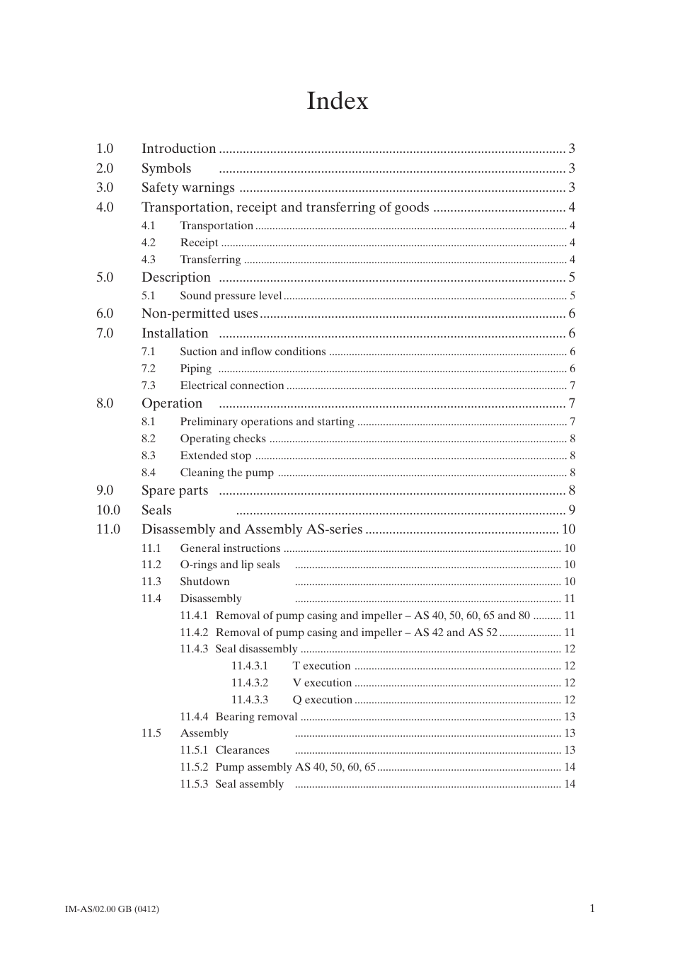 Index | Johnson Controls TopClean AS User Manual | Page 3 / 31