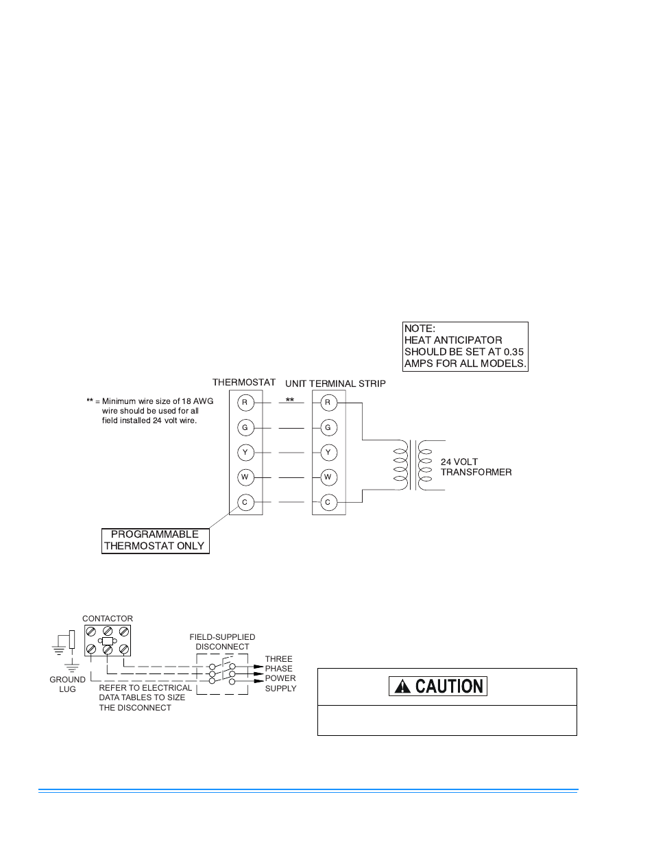 2h-heading2 - thermostat, 2h-heading2 - power and control wiring, 2h-heading2 - compressors | Thermostat power and control wiring compressors, Typical field control wiring diagram, Typical field power wiring diagram, Programmable thermostat only | Johnson Controls 341426-BIM-A-0108 User Manual | Page 6 / 24