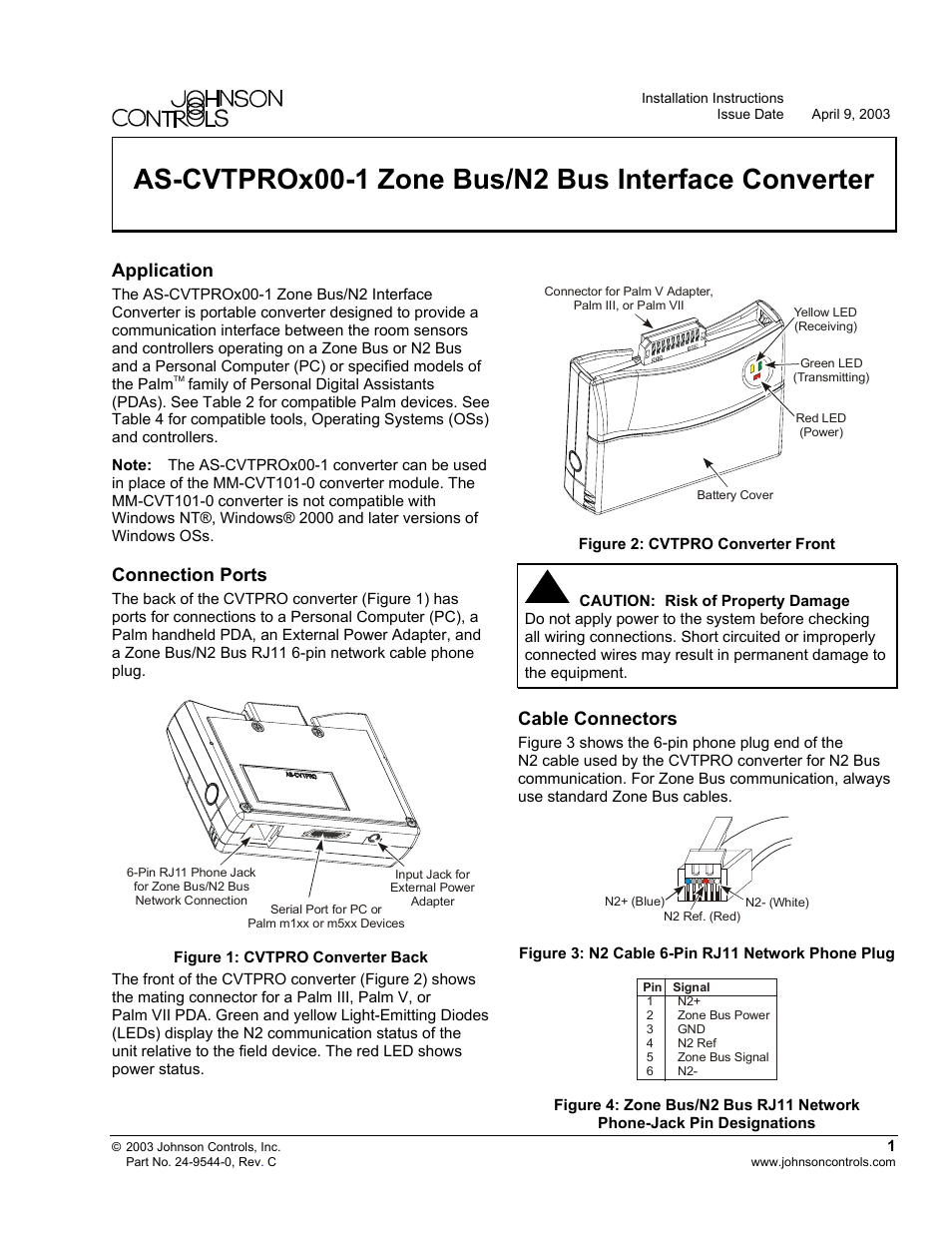 Johnson Controls AS-CVTPROx00-1 User Manual | 6 pages