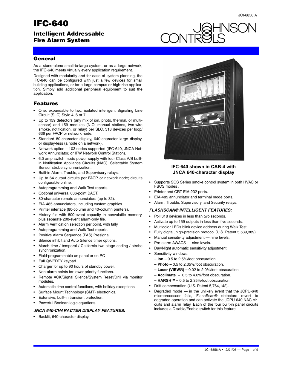 Johnson Controls IFC-640 User Manual | 9 pages