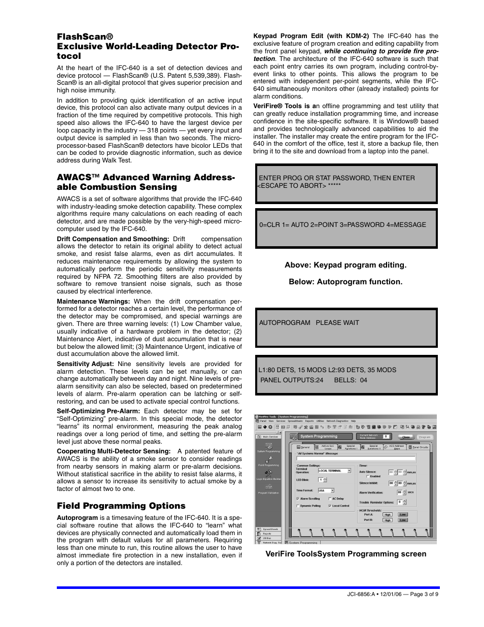 Field programming options | Johnson Controls IFC-640 User Manual | Page 3 / 9
