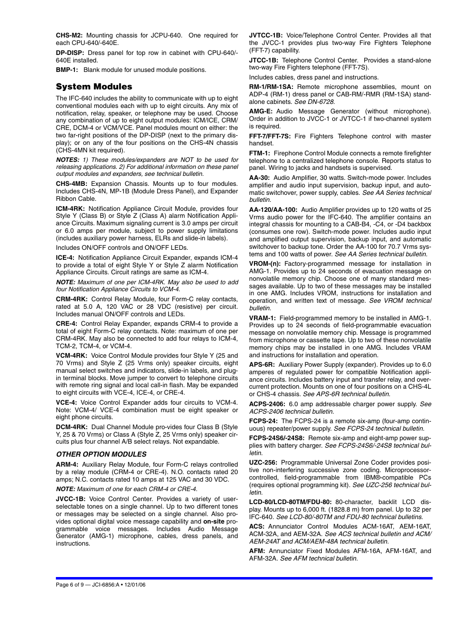 System modules | Johnson Controls IFC-640 User Manual | Page 6 / 9