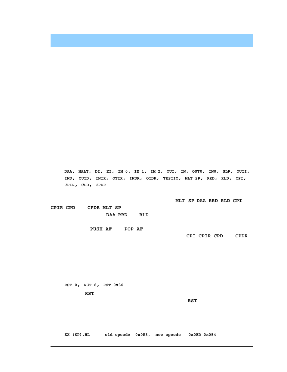 Differences rabbit vs. z80/z180 instructions, Ifferences, Abbit | Nstructions | Jameco Electronics Rabbit 3000 User Manual | Page 268 / 349