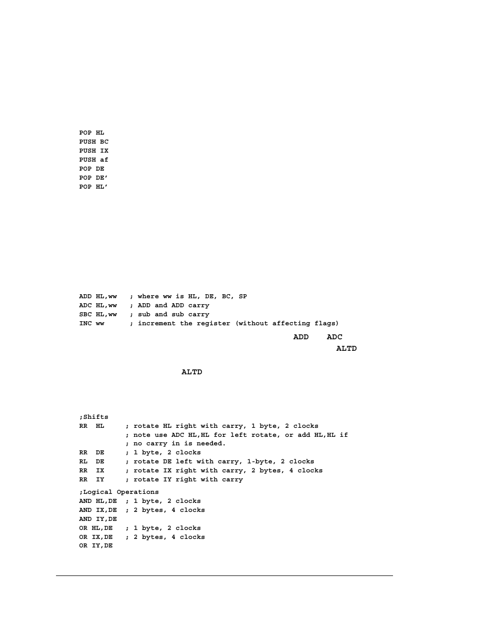 6 push and pop instructions, 7 16-bit arithmetic and logical ops | Jameco Electronics Rabbit 3000 User Manual | Page 45 / 349