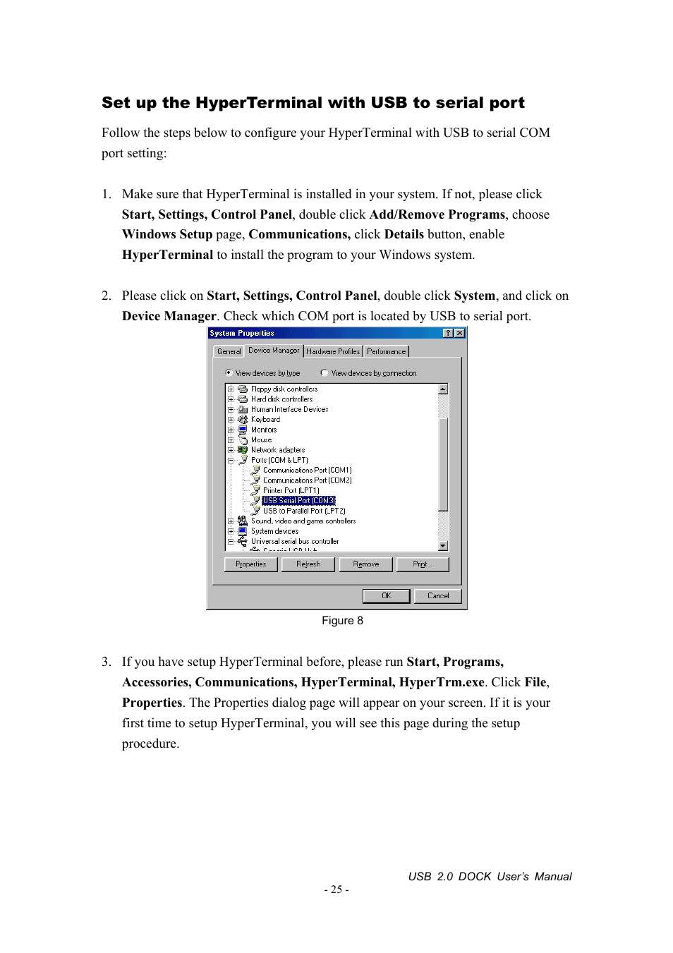 Et up the, Yper, Erminal with | To serial port, Set up the hyperterminal with usb to serial port | Jameco Electronics 527822 User Manual | Page 26 / 31