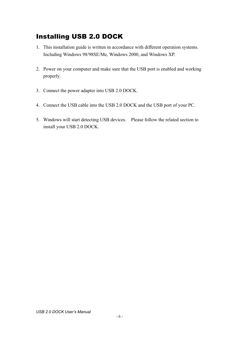 Installing usb 2.0 dock | Jameco Electronics 527822 User Manual | Page 7 / 31