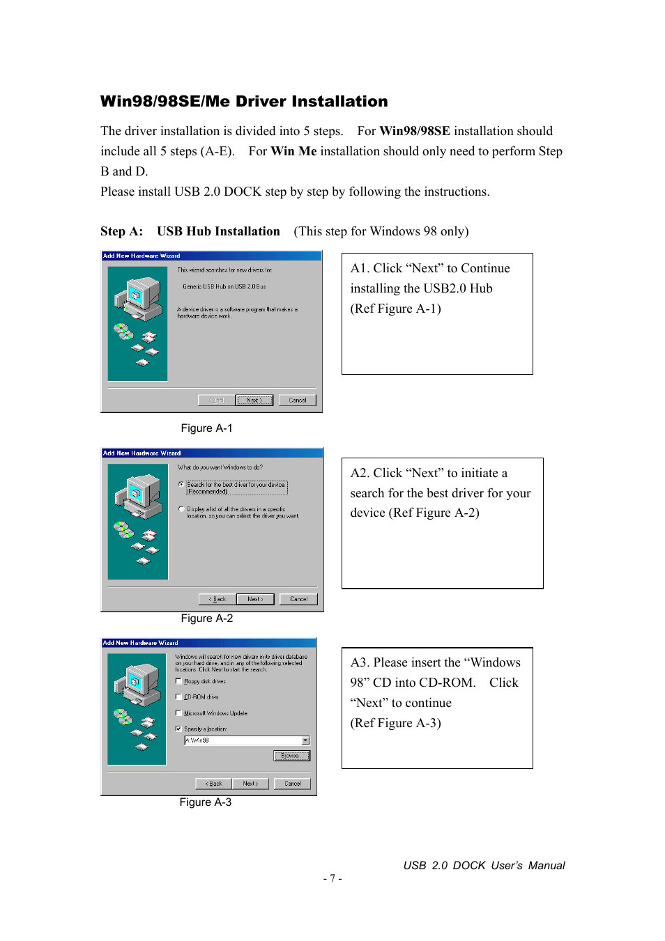 98/98se/m, River, Nstallation | Win98/98se/me driver installation | Jameco Electronics 527822 User Manual | Page 8 / 31