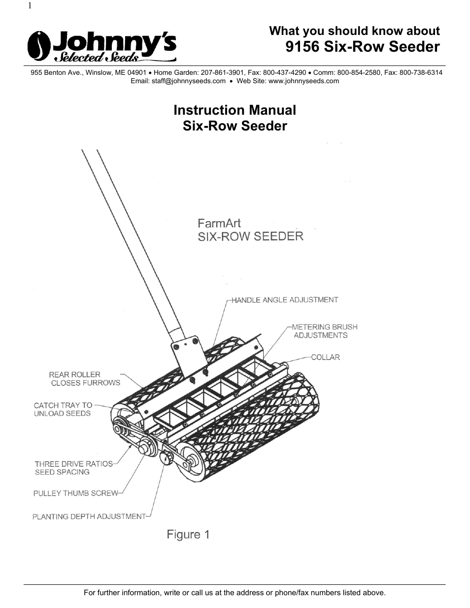 Johnny's Selected Seeds SIX-ROW SEEDER 9156 User Manual | 3 pages