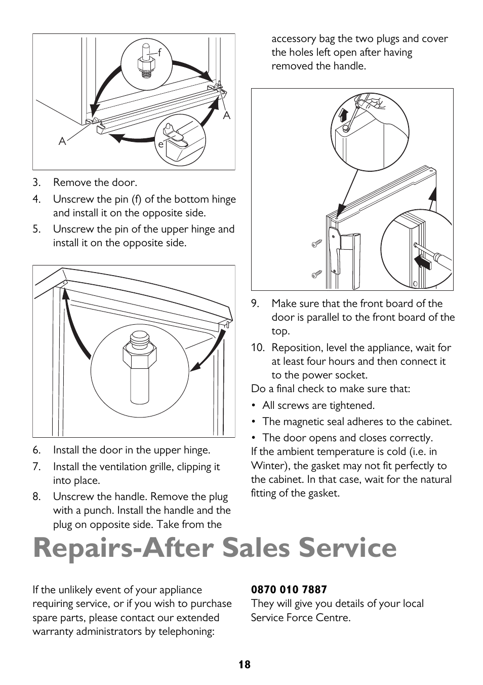 Repairs-after sales service | John Lewis JLFZW1812 User Manual | Page 18 / 20