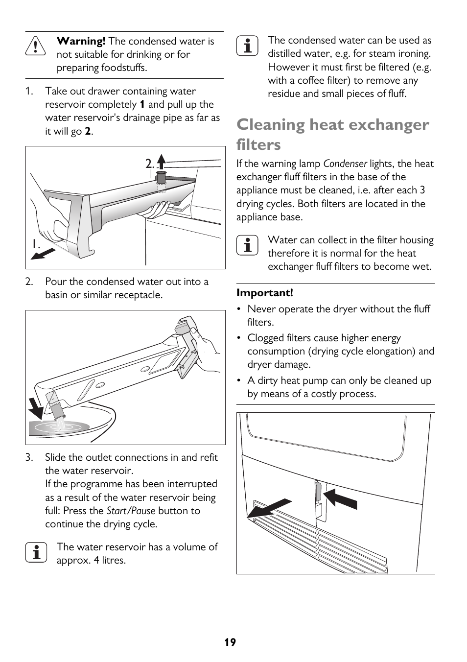 Cleaning heat exchanger filters | John Lewis JLTDH15 User Manual | Page 19 / 32