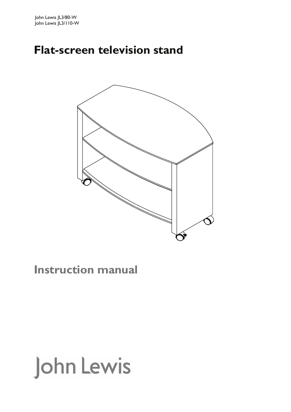 John Lewis FLAT-SCREEN TELEVISION STAND JL3/80-W User Manual | 5 pages