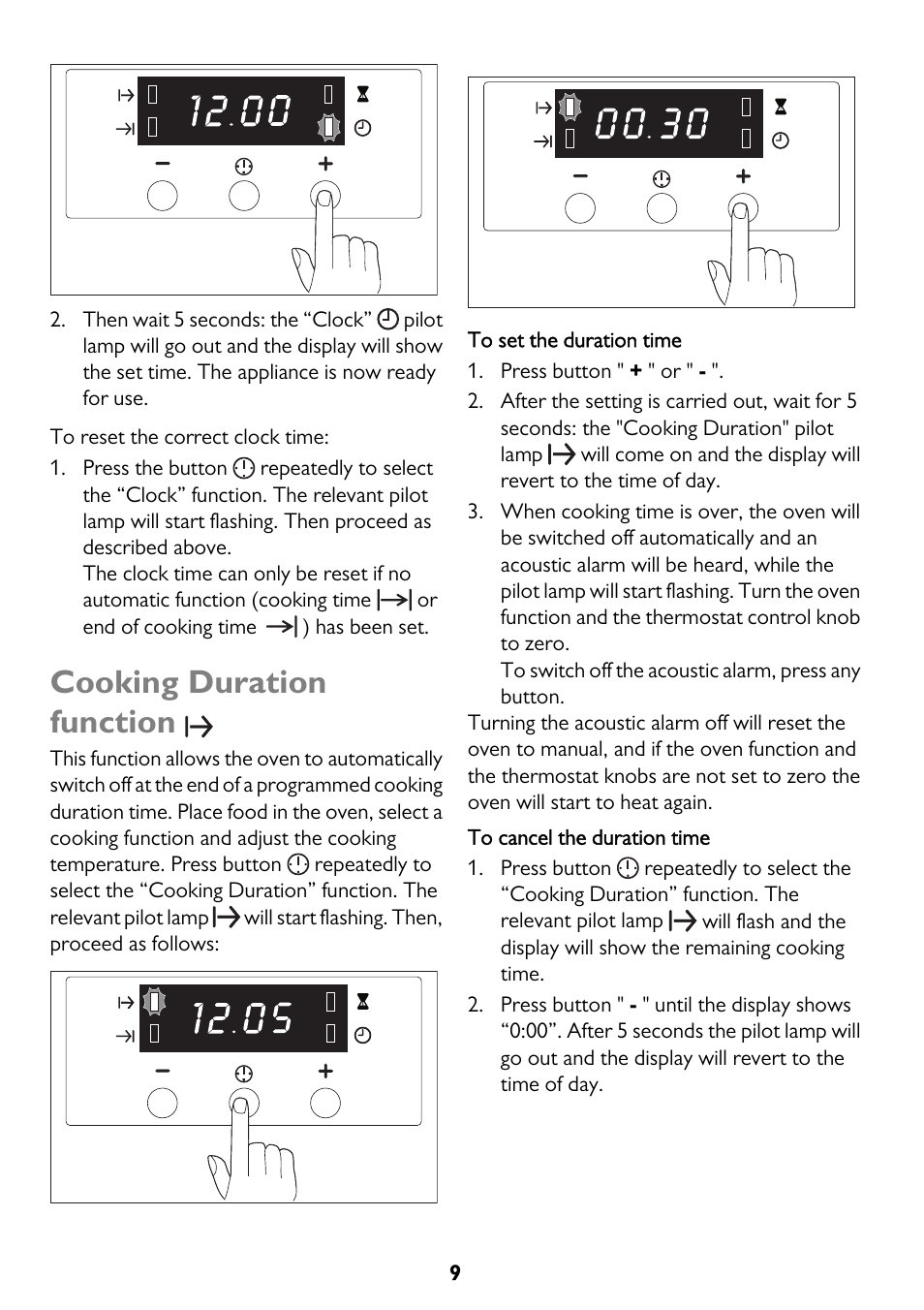 Cooking duration function | John Lewis JLBIOS661 User Manual | Page 9 / 32