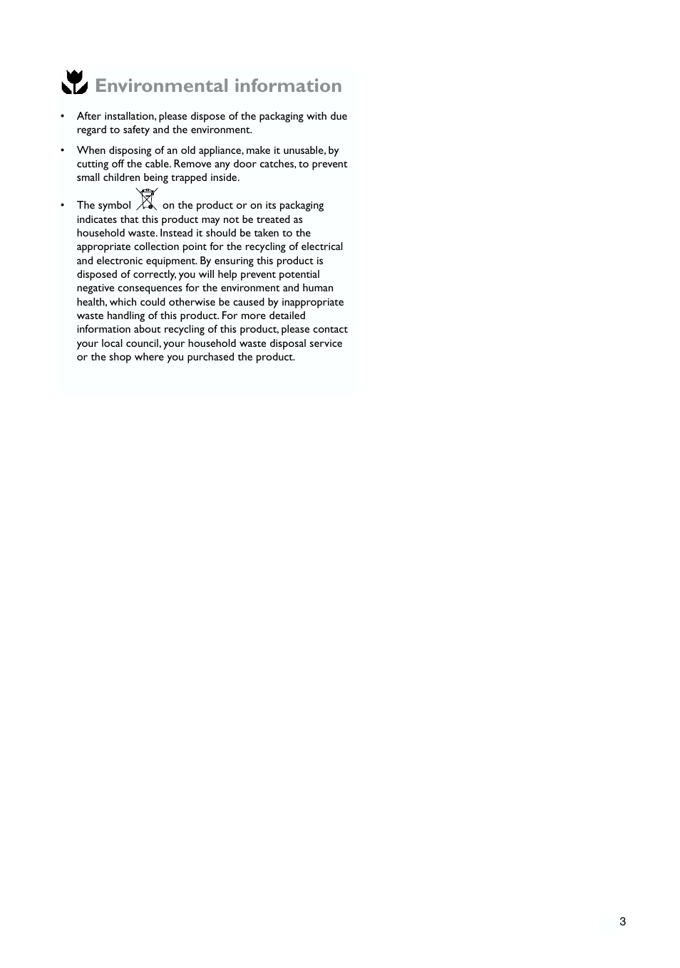 Environmental information | John Lewis JLFZW1810 User Manual | Page 3 / 20