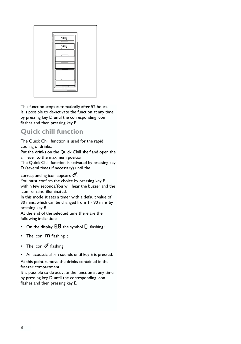 Quick chill function | John Lewis JLFZW1810 User Manual | Page 8 / 20