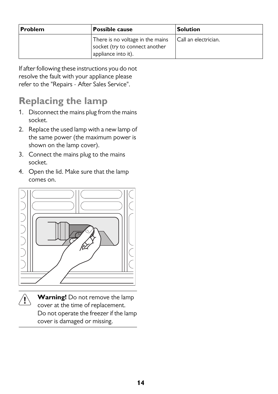 Replacing the lamp | John Lewis JLCH200 User Manual | Page 14 / 20