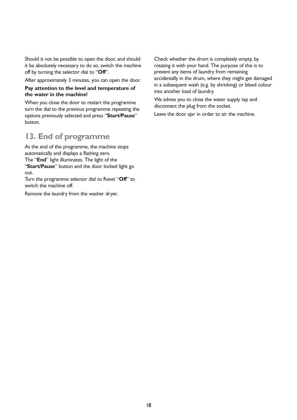 End of programme | John Lewis JLWD 1406 1400 User Manual | Page 18 / 31