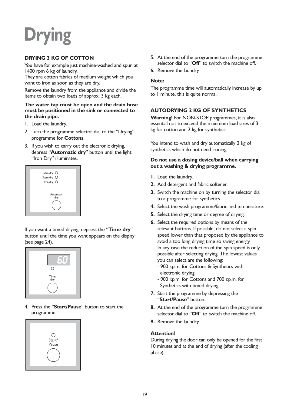 Drying | John Lewis JLWD 1406 1400 User Manual | Page 19 / 31