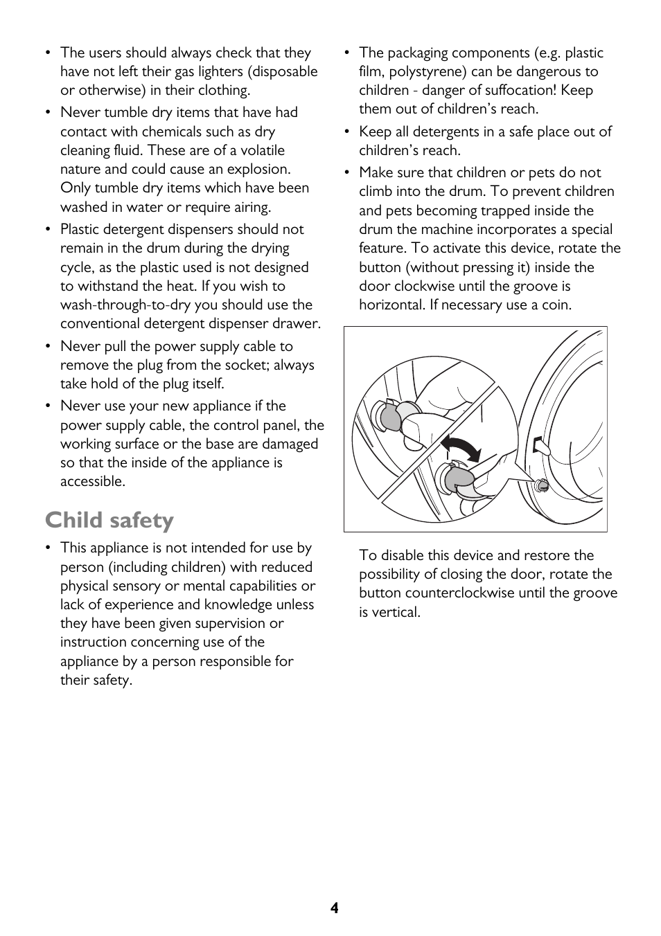 Child safety | John Lewis JLWD 1610 User Manual | Page 4 / 44