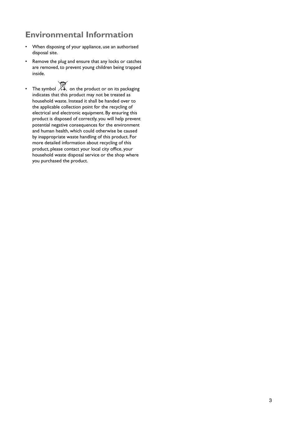 Environmental information | John Lewis JLBIUCF 01 User Manual | Page 3 / 20