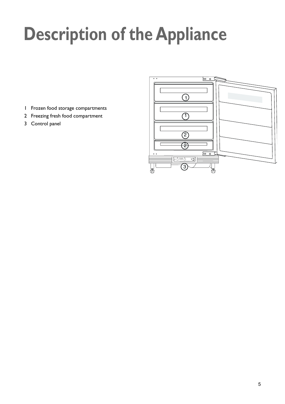 Description of the appliance | John Lewis JLBIUCF 01 User Manual | Page 5 / 20