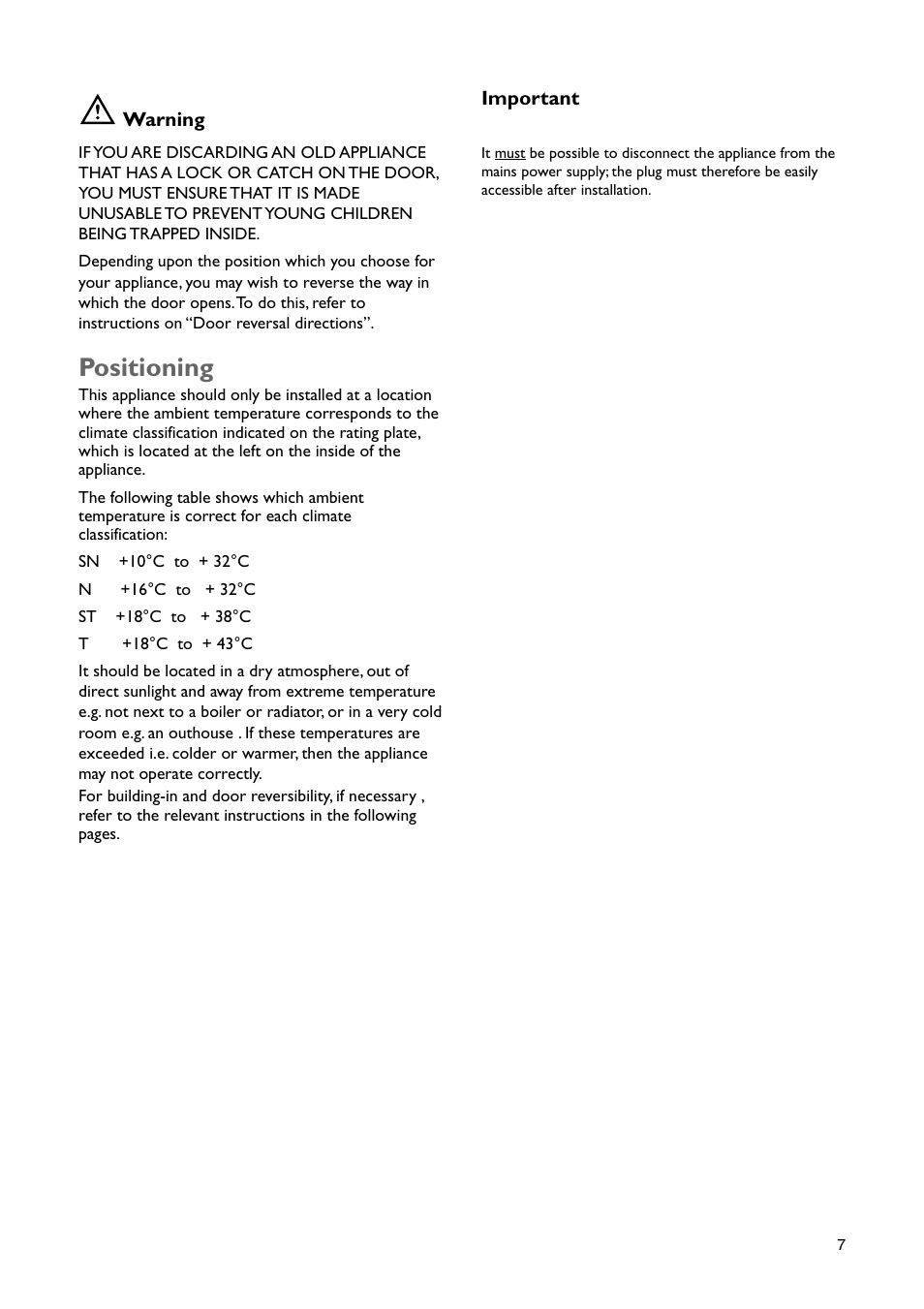 Positioning | John Lewis JLBIUCF 01 User Manual | Page 7 / 20