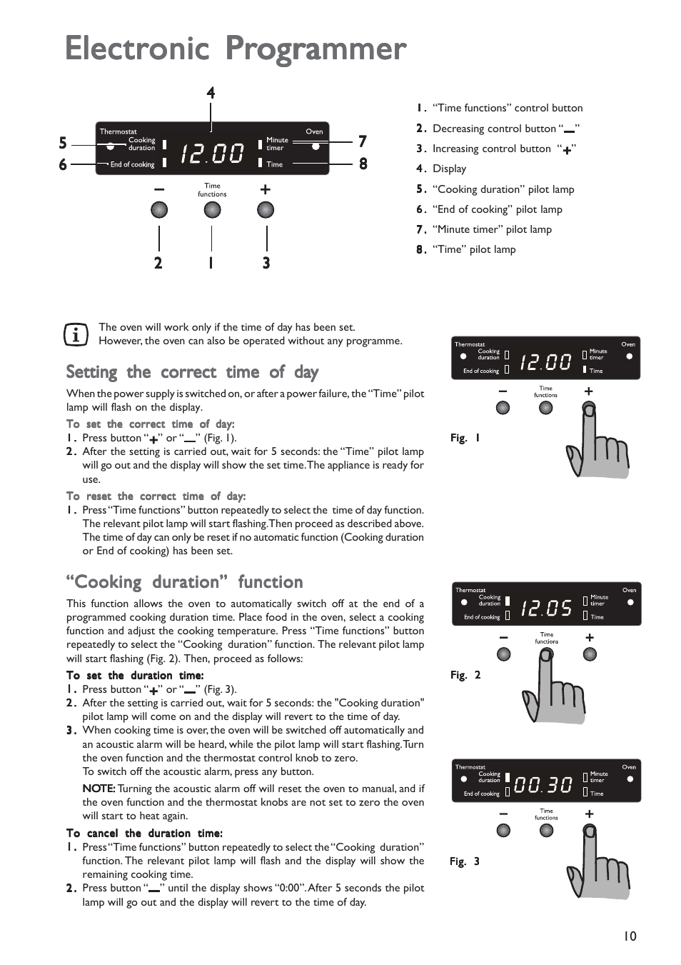 Electr, Setting the cor | John Lewis JLBIOS601 User Manual | Page 10 / 24