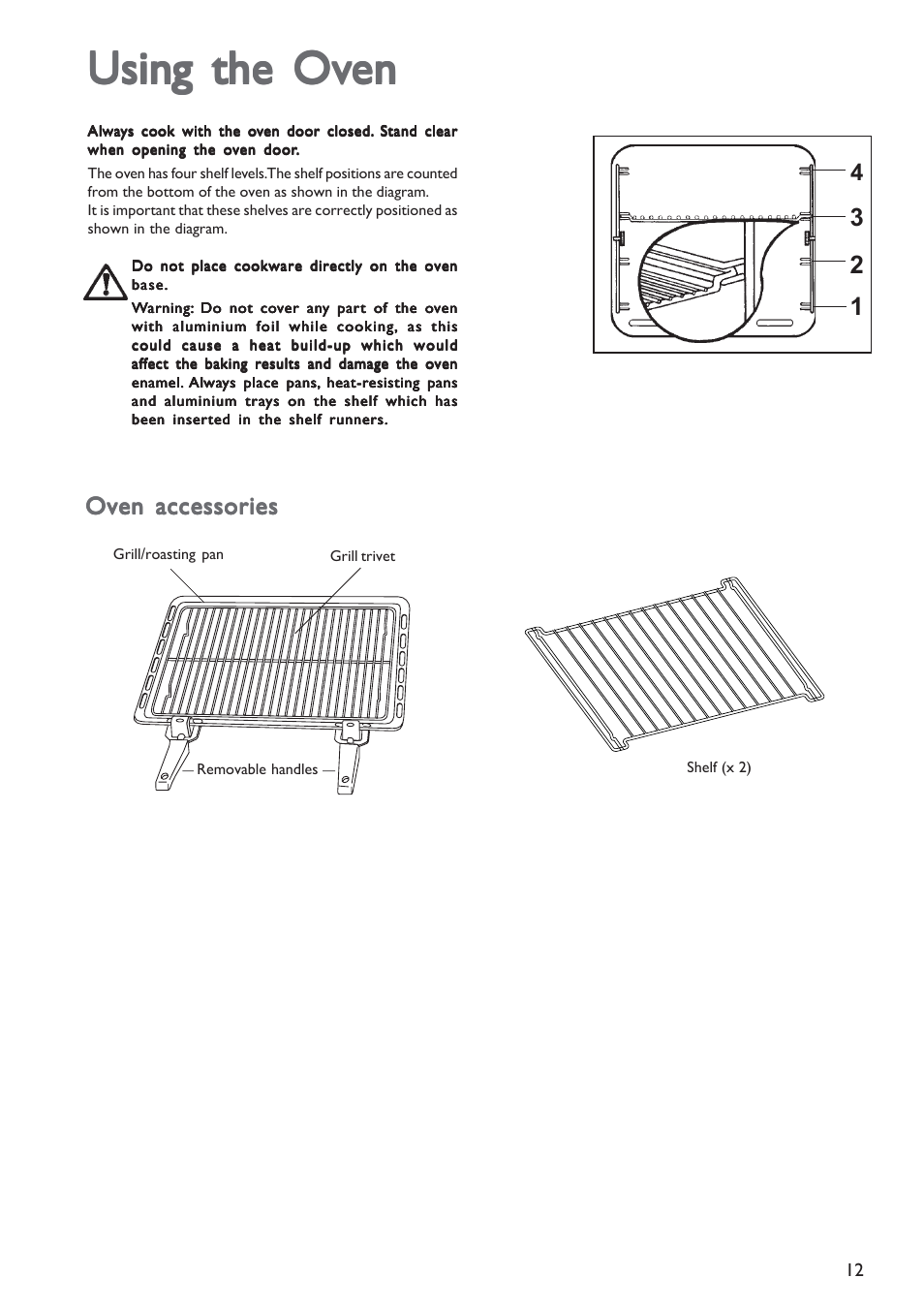 Using the ov, Using the ov using the oven en en en en | John Lewis JLBIOS601 User Manual | Page 12 / 24