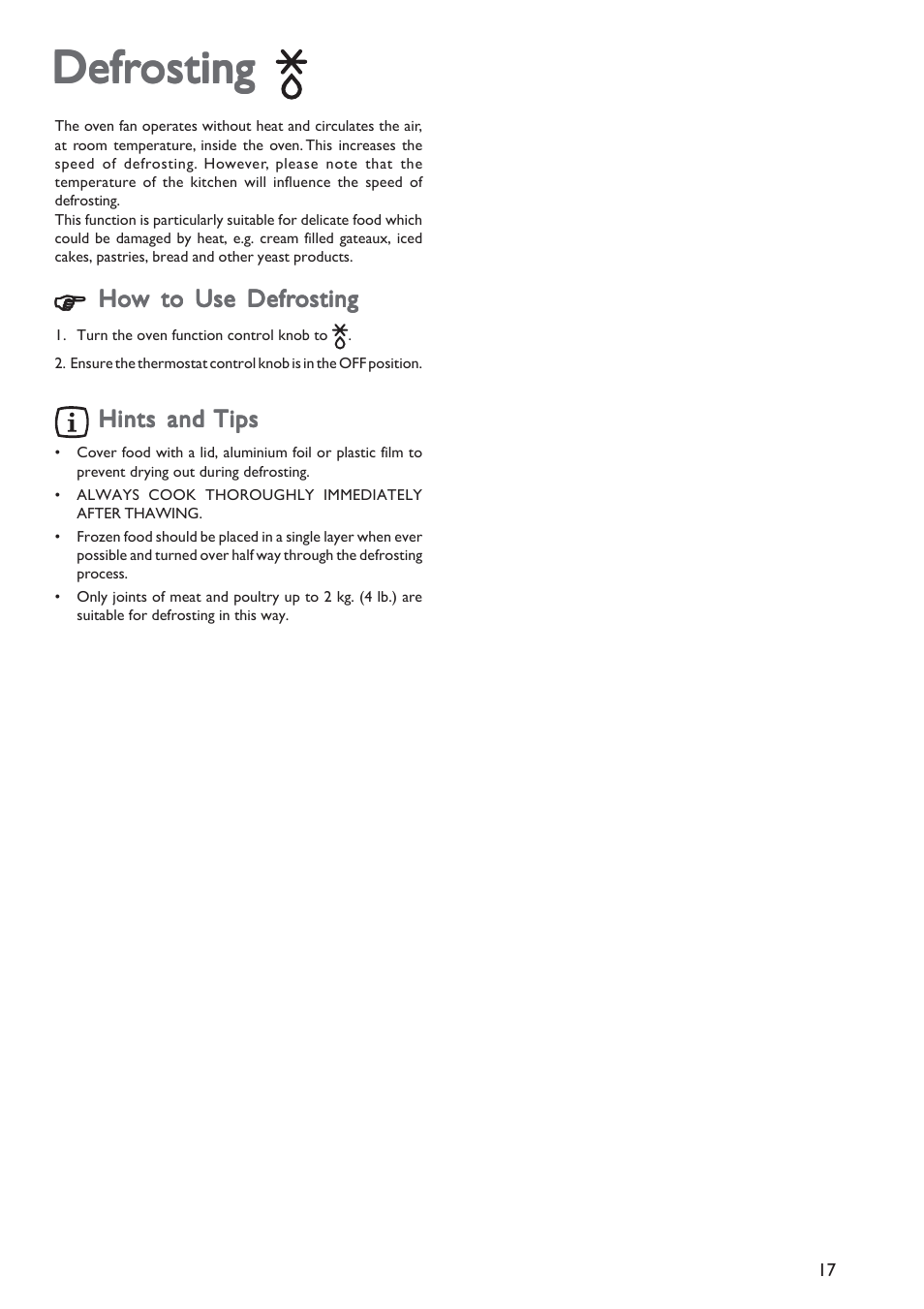 Defr, Defr defrosting osting osting osting osting | John Lewis JLBIOS601 User Manual | Page 17 / 24