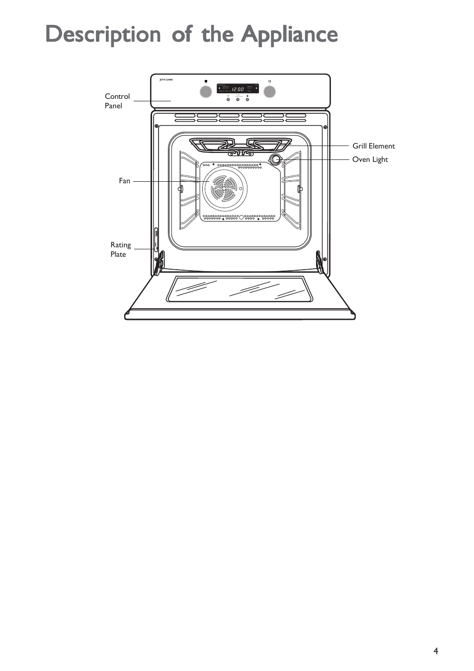 Description of the | John Lewis JLBIOS601 User Manual | Page 4 / 24