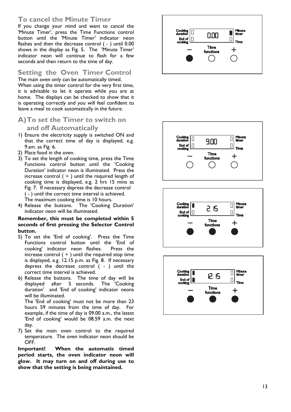 Setting the oven timer control | John Lewis JLDUOS705 User Manual | Page 13 / 36