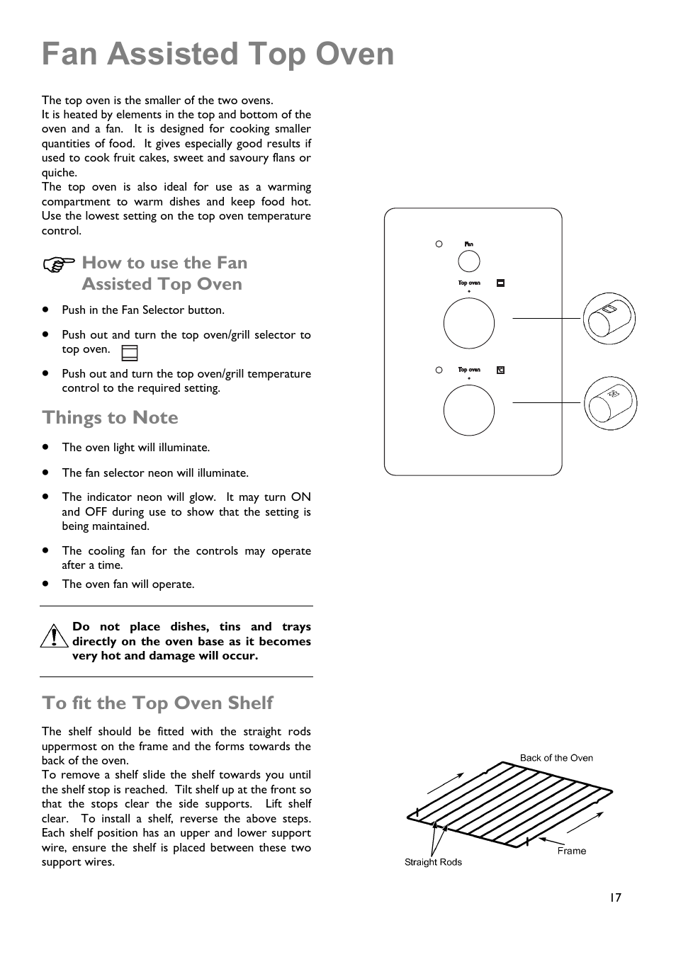 Fan assisted top oven, How to use the fan assisted top oven | John Lewis JLDUOS705 User Manual | Page 17 / 36