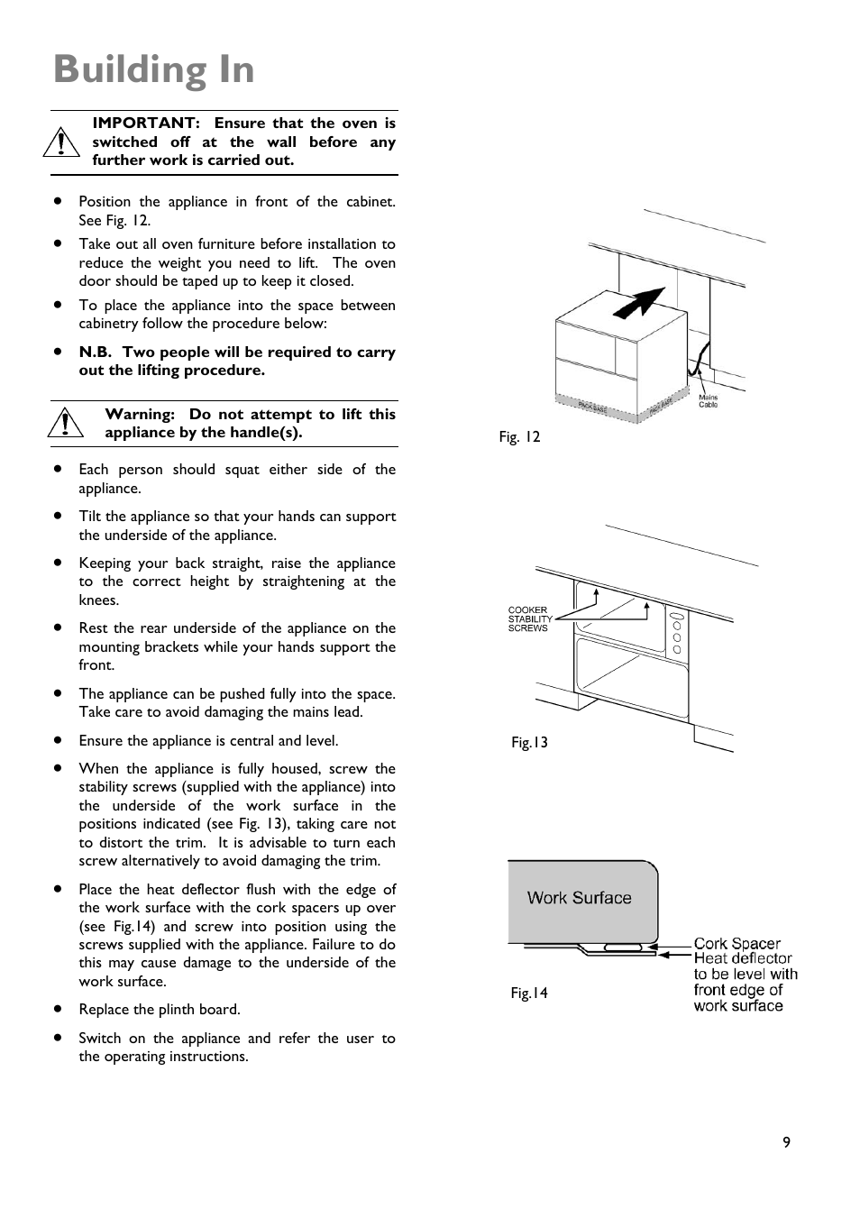 Building in | John Lewis JLDUOS705 User Manual | Page 9 / 36