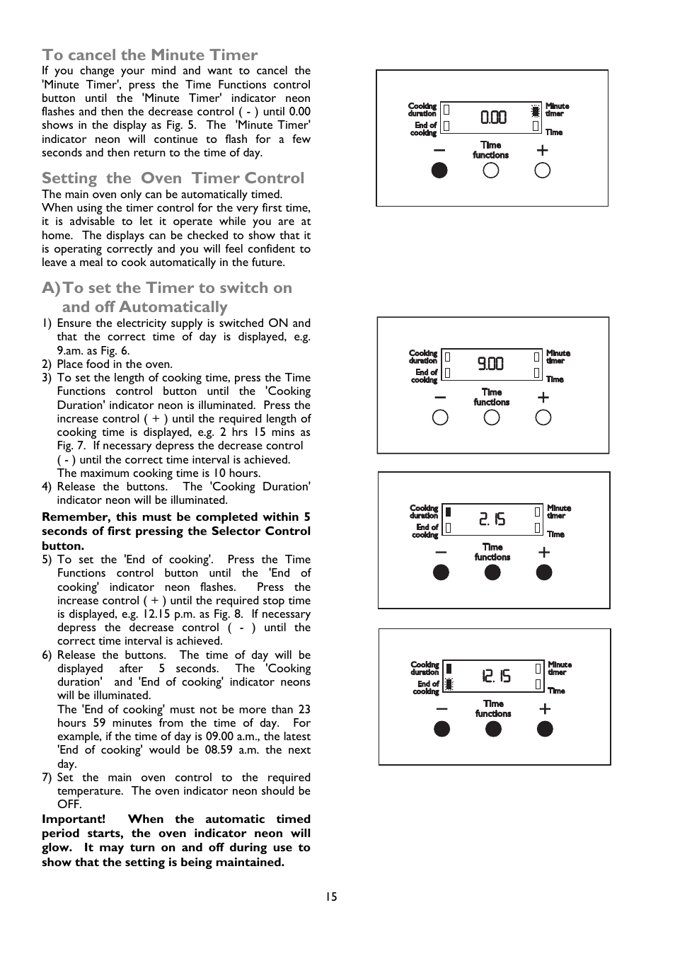 Setting the oven timer control | John Lewis JLBIDOS904 User Manual | Page 15 / 32