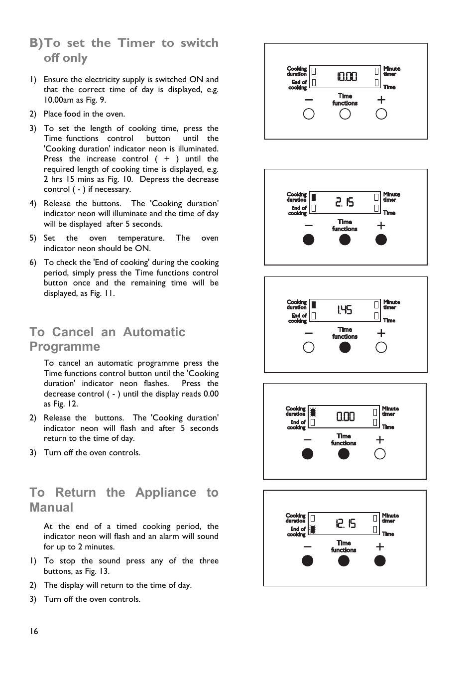 B) to set the timer to switch off only | John Lewis JLBIDOS904 User Manual | Page 16 / 32